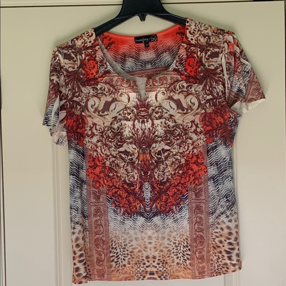 7 Wonders  Graphic Blouse ~ XL